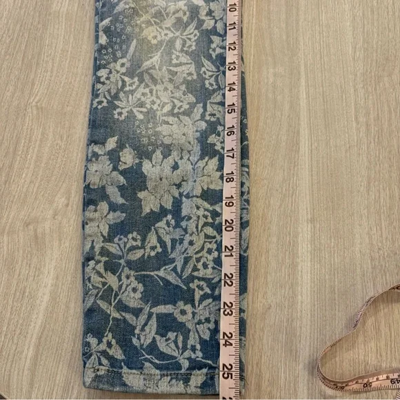 Free People Blue Printed Floral Ankle Cotton Jeans size 28 - Picture 11 of 12